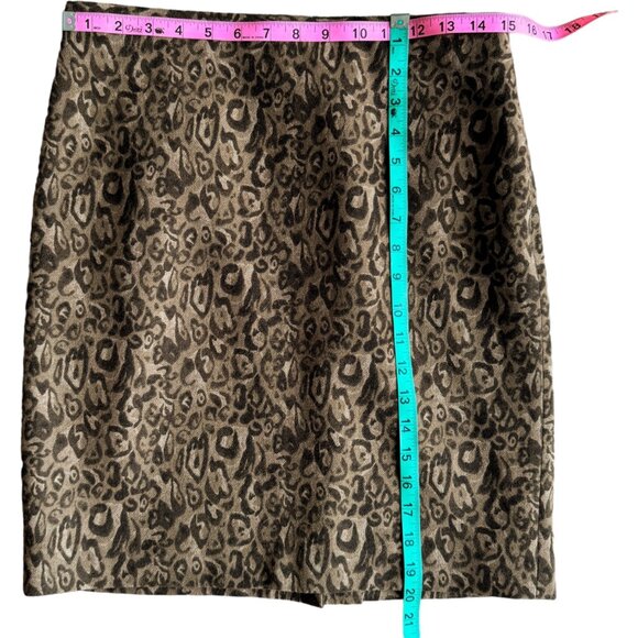 Ann Taylor Loft Wool A-Line Pencil Skirt Leopard Print Size 6 Brown Mini Work - Picture 5 of 5